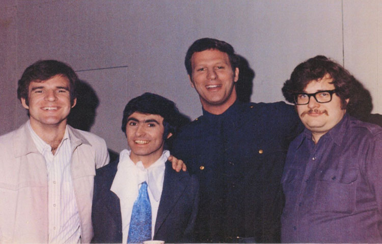 Steve Martin, David Steinberg, Bob “Super Dave” Einstein, and writer Carl Gottlieb writing for The Smothers Brothers Comedy Hour